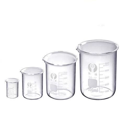 Glass Beaker Set 4 Sizes 10ml 50ml 250ml 500ml
