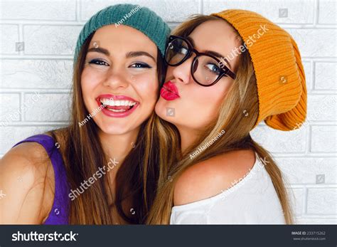 Close Fashion Lifestyle Portrait Two Young Stock Photo 233715262