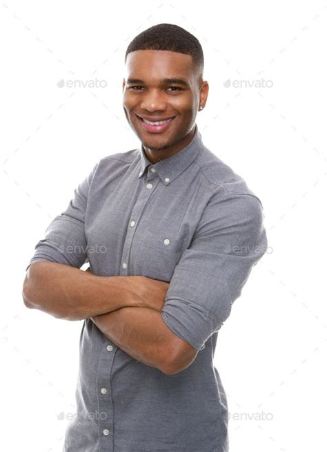 Happy African American Man Posing With Arms Crossed African American