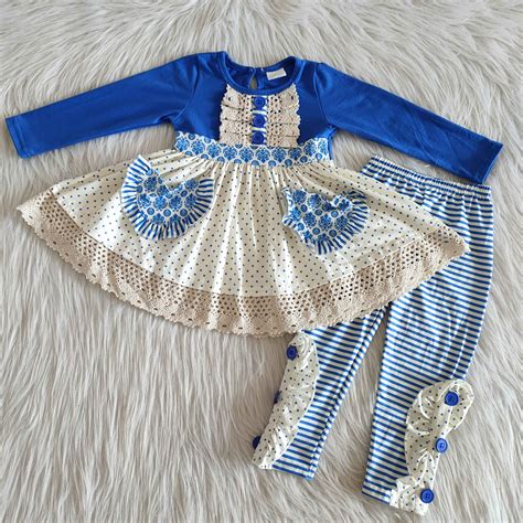 Fall Outfits Blue With Pockets Boutique Girl Suit Sututu03