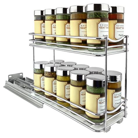 This is appropriate for the similar size of spice containers and cans. 430422 Professional Roll Out Spice Organizer Two Tier ...