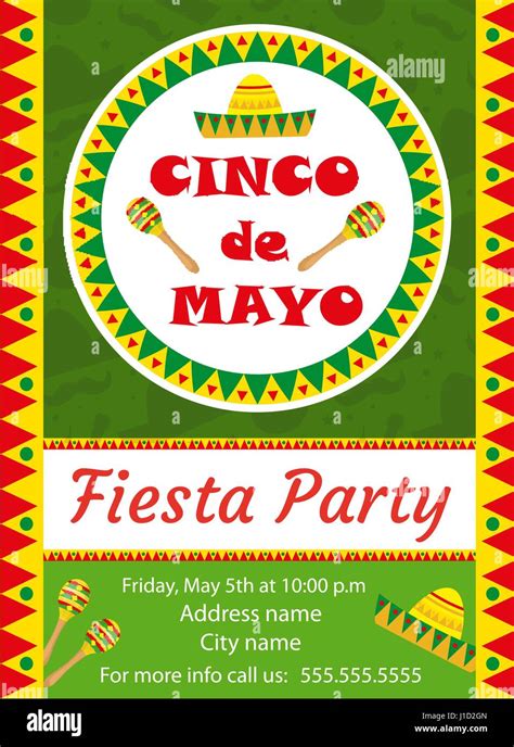 Cinco De Mayo Invitation Template Flyer Mexican Holiday Postcard