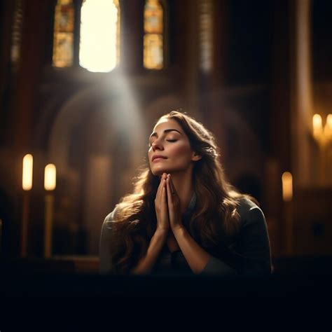 Premium Photo Christian Woman Praying In Church