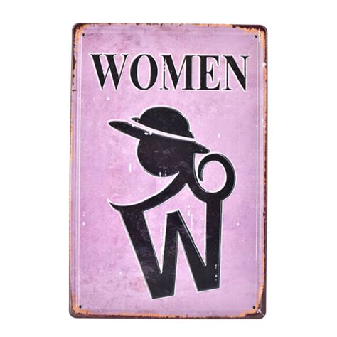 Women Vintage Tin Metal Signs Restroom Door Decor Art Wall Poster Ebay