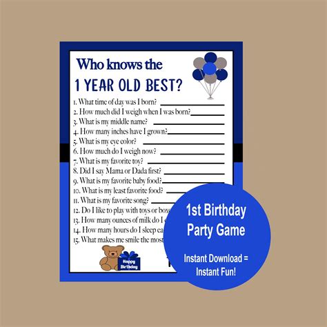 1st Birthday Party Game 1st Birthday Party Game Boys First Etsy Canada