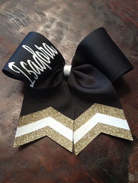 Custom Cheer Bow With Chevron Tail And Name Ships Fast Etsy Custom Cheer Bows Cheer Bows