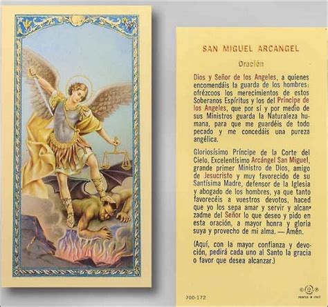 San Miguel Arcangel Oracion Español Tarjeta De Santo