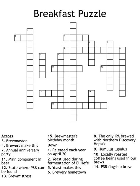 Breakfast Puzzle Crossword Wordmint