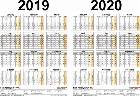 A4 Yearly Calendars For 2019 And 2020 Calendar 2019 Template