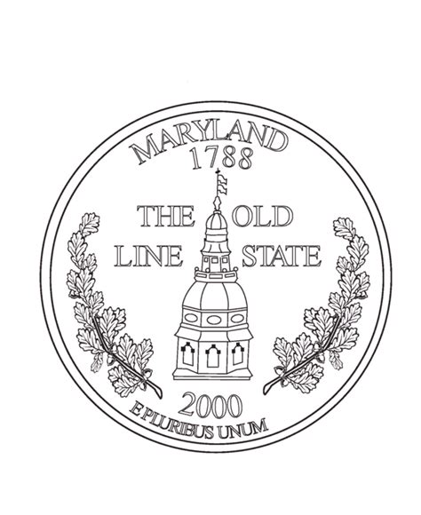 Your elementary grade students will love this quarter coloring page. USA-Printables: Maryland State Quarter - US States ...