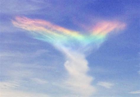 Free Photo Clouds With Rainbow Above Sunny Puffy