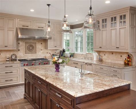 Pick a soft blue hue that complements the color of your cabinets and hardware to achieve a cohesive look. Furniture, Traditional Kitchen With Admirable Off White ...