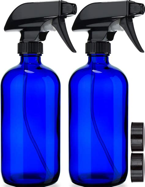 Buy Empty Blue Glass Spray Bottles 2 Pack Bpa Free Lead Free Large 16 Oz Refillable Bottle