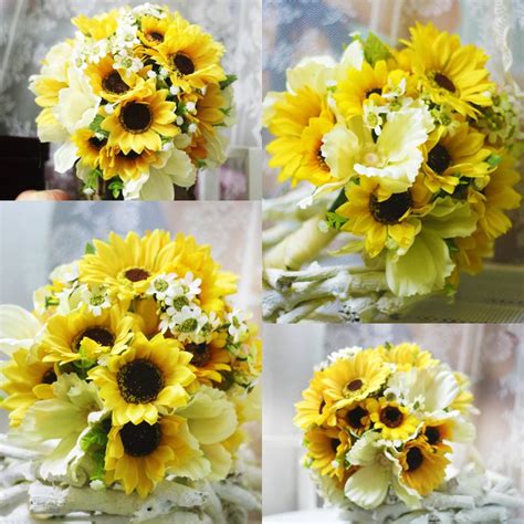 Country Sunflower Artificial Wedding Bouquets 2015 High