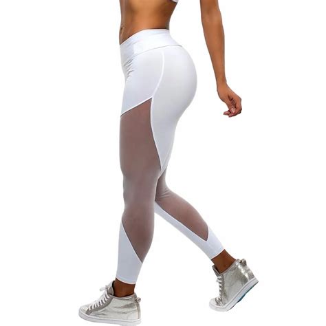 New Sportswear Casual Leggings Fitness Leggings Workout Pants Mesh Insert Leggings Women Splice