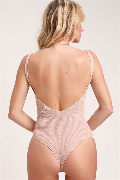 Sexy Blush Pink Bodysuit Knit Bodysuit Sparkly Bodysuit Lulus