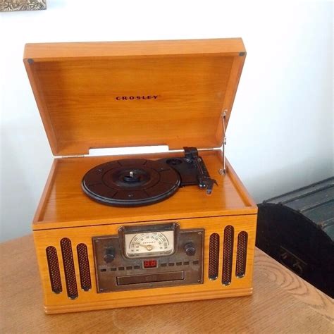 Crosley Wooden Retro Record Player With Radio Cd And Cassette In Rye