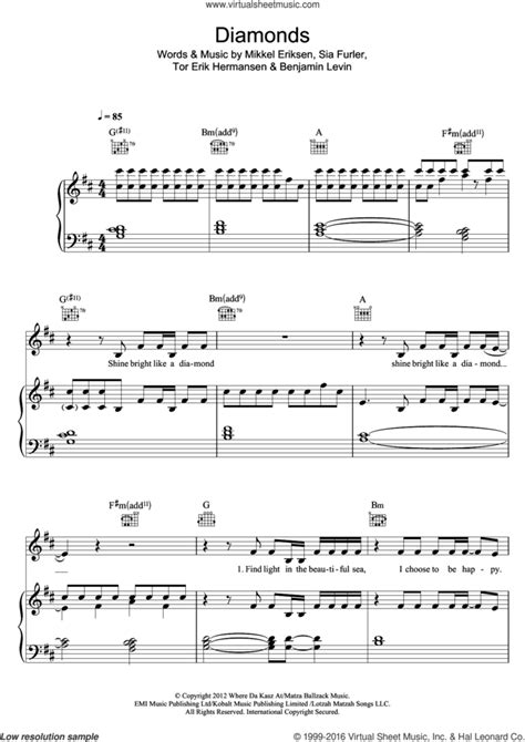 Josef Salvat Diamonds Sheet Music For Voice Piano Or Guitar V2