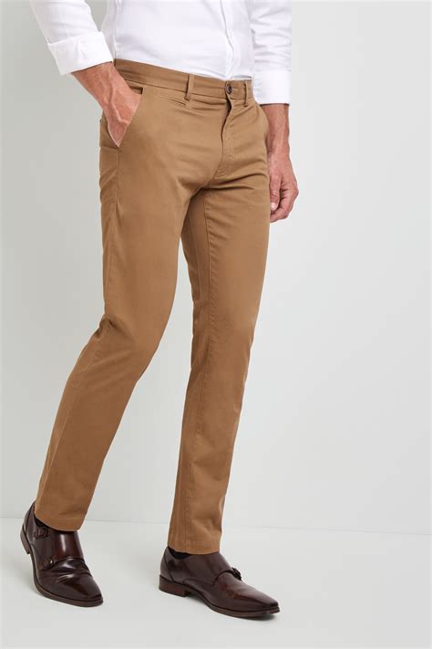 Tailored Fit Tobacco Stretch Chinos Buy Online At Moss