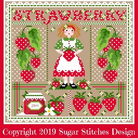 Strawberry Sampler Cross Stitch Chart Pdf Etsy
