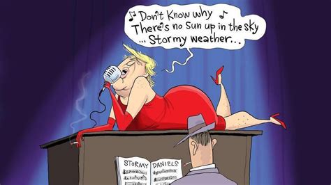 Cartoon President Donald Trump Singing About Stormy Daniels