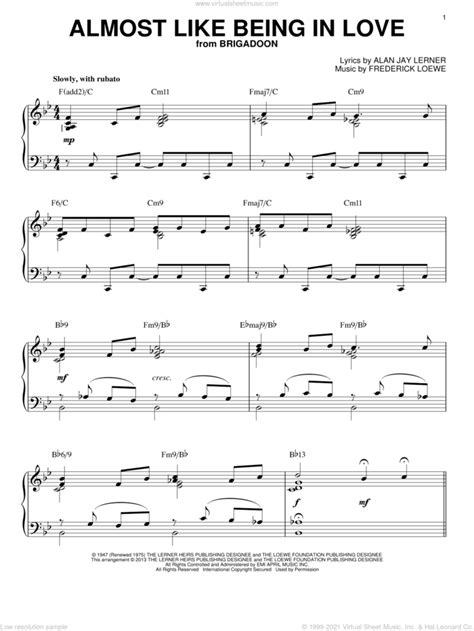 Almost Like Being In Love Jazz Version Arr Brent Edstrom Sheet