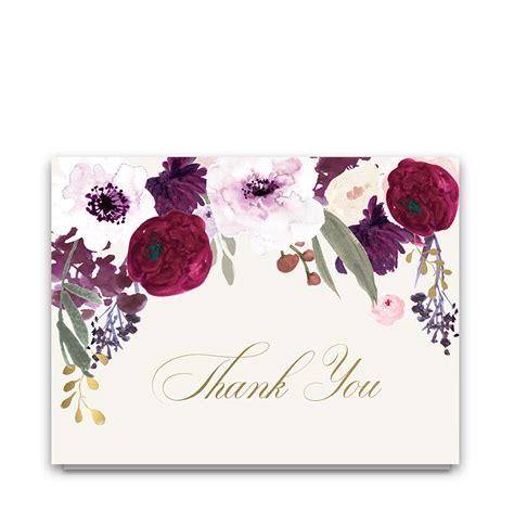 Thank You Card Printable Card Instant Download Floral Burgundy Pink
