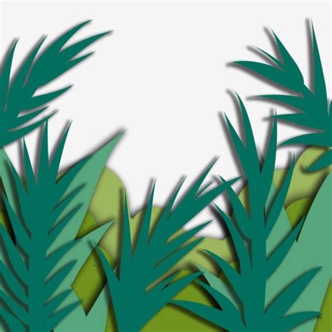 Three Dimensional Paper Art Effect Plant Leaf Green Plant Green