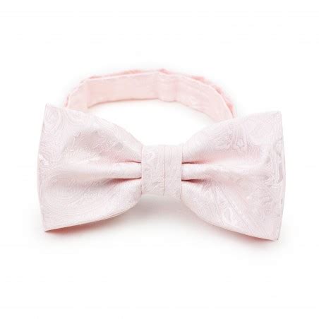 Pink Paisley Bowtie Set Bridal Bow Tie Pocket Square Set In Blush