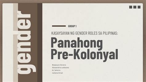 Kasaysayan Ng Gender Roles Sa Pilipinas Panahong