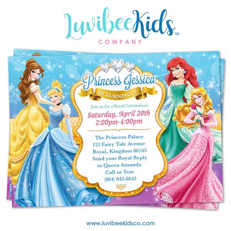 Disney Princesses Birthday Invitation Style 01 Luvibeekidsco