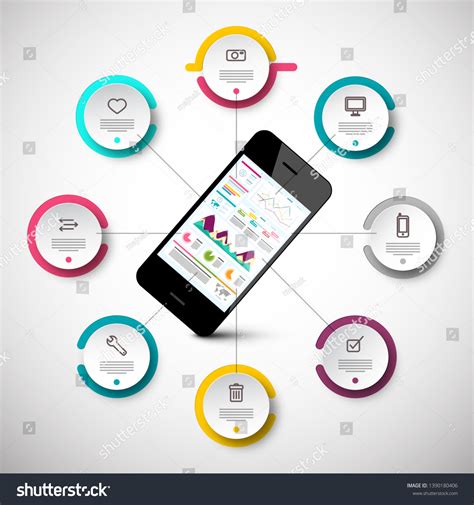 Mobile Phone Infographic App Layout Circle Stock Vector Royalty Free