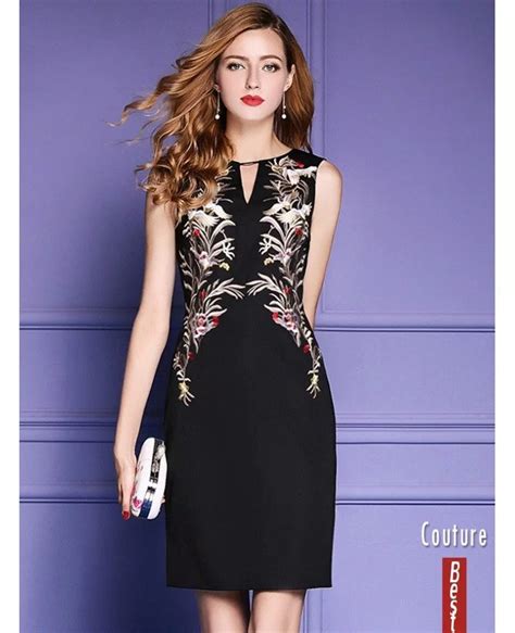 Black Sleeveless Bodycon Cocktail Wedding Party Dress With Embroidery Zl Gemgrace Com