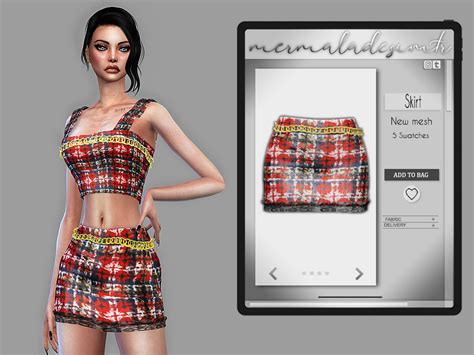The Sims Resource Set Skirt With Gold Chains Mc89