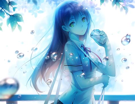 wallpaper illustration anime shirt glass girl drops screenshot computer wallpaper