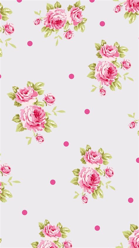 Pink Roses Spots Dots Vintage Floral Iphone Background Phone Wallpaper