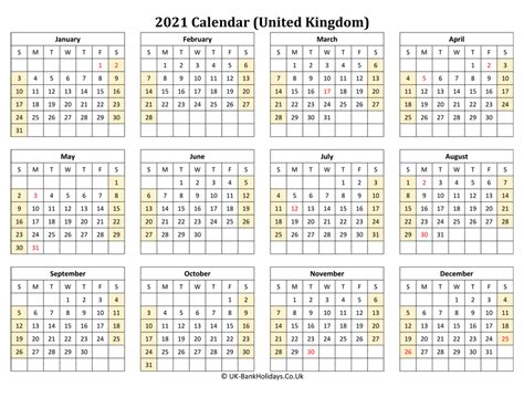 2021 Calendar Uk Printable Pdf Free Letter Templates