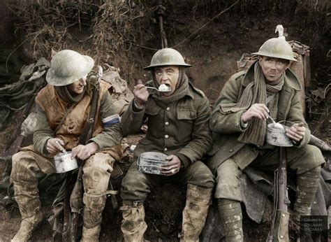 British Soldiers Eating Hot Rations In The Ancre Valley During The