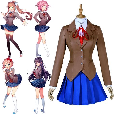 Game Doki Doki Literature Club Costume Cosplay Sayori Yuri Natsuki