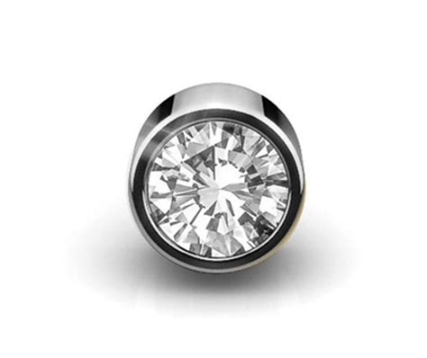 Sona simulated diamonds, sterling silver, 18k white gold plating. Mens Diamond Single Stud Earring | DHRZ0613M | Diamond Heaven