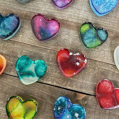 How To Make Colorful Alcohol Ink In Resin Hearts Epoxy Craft Idea