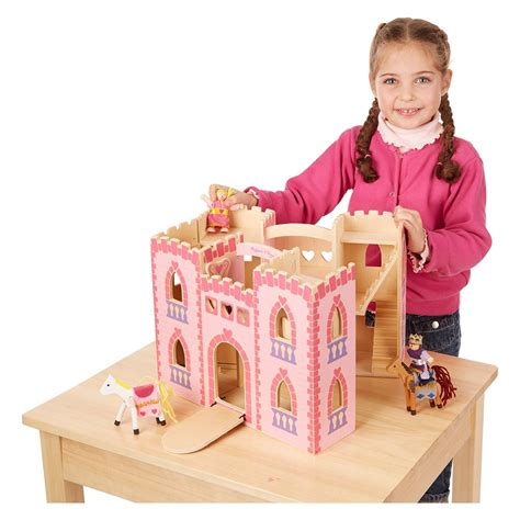 Melissa And Doug Fold And Go Wooden Princess Castle With 2 Royal Play