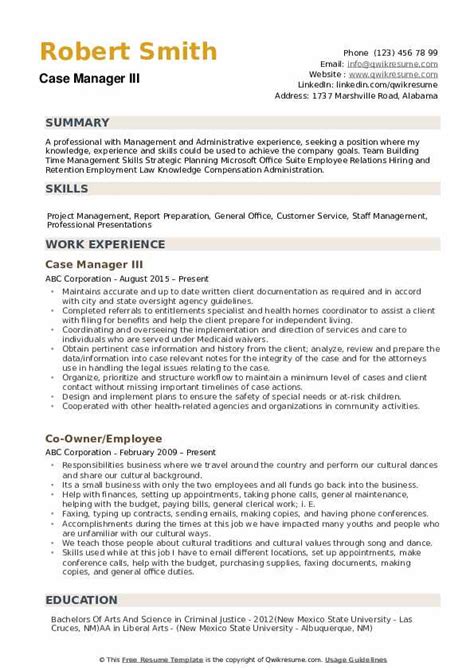 Case Manager Resume Examples