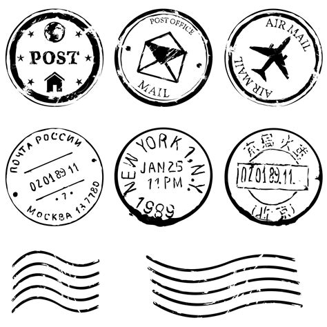 conjunto vectorial de sellos postales negros vector premium