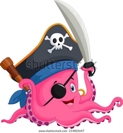 Cartoon Pirate Octopus Stock Vector Royalty Free 214802647 Shutterstock
