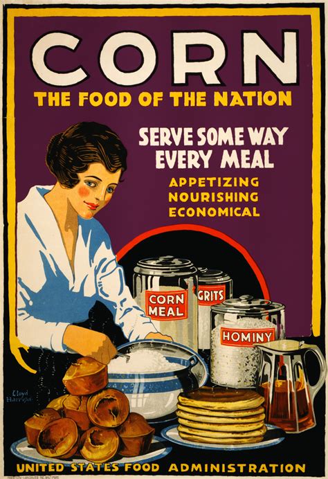 Corn 1918 Us Food Administration Poster Vintage Food Posters
