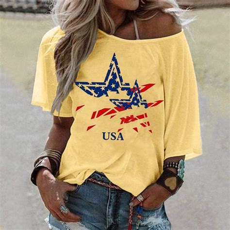 Ulanda 4th Of July Shirts For Women Graphic Tees Summer Off The