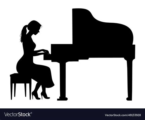 Woman Playing Piano Silhouette Pianist Royalty Free Vector
