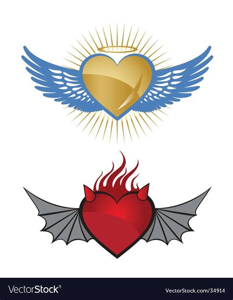 Angelic And Evil Royalty Free Vector Image Vectorstock Heart