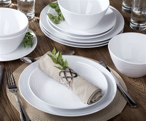 Parhoma Piece Modern White Melamine Dinnerware Set Service For